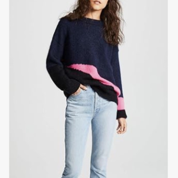 Zadig & Voltaire cozy preppy color block grandma core Tony Mohair Sweater - Picture 10 of 11